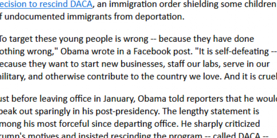 A message to Former President Obama