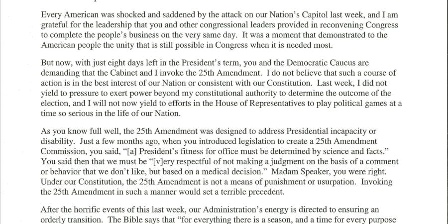 Vice President Letter to Speaker of the House